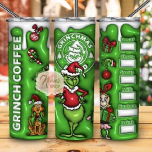 Hand Crafted Other - Puffy Grinch 20 oz Tumbler